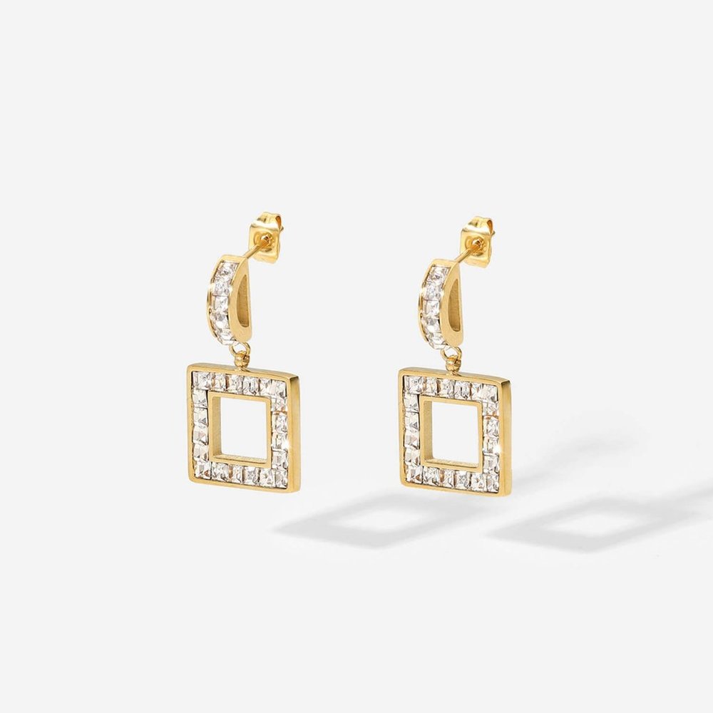 Square Gold drop earrings